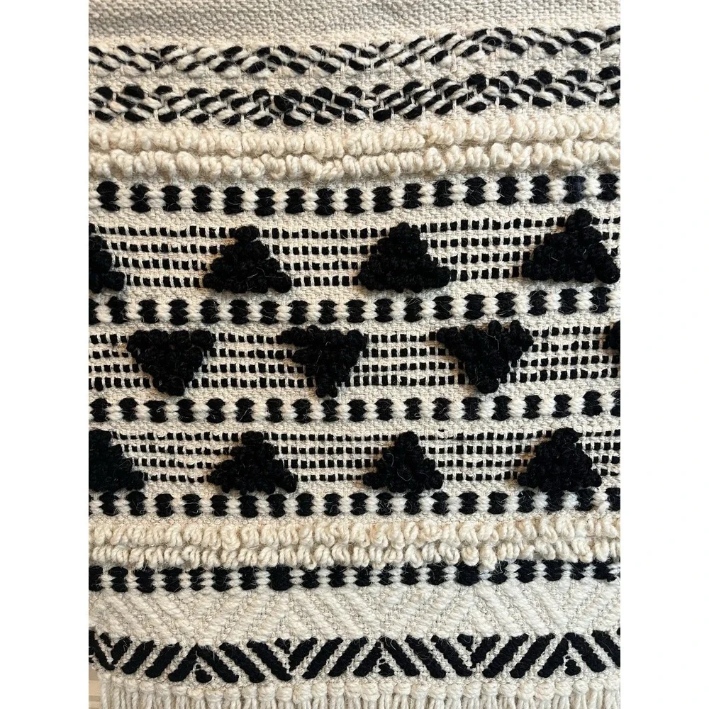 Boho Woven Wall Hanging Tapestry Neutral Macrame Fringe Rustic Home Decor